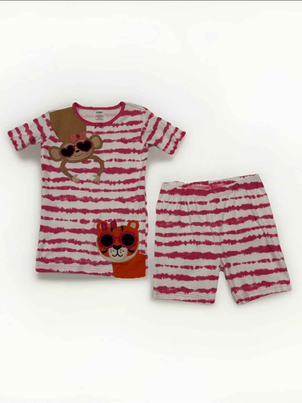 Gymboree Girls Sz 12 Jungle Animal Cotton Pajamas Gymmies Tiger EUC Short Set
